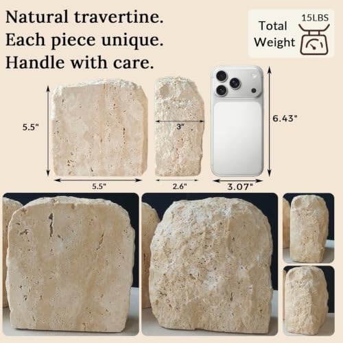 Nature Stone Bookends for Heavy Books Set of 2