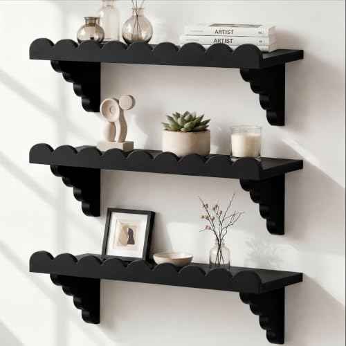 Rustic Scalloped Floating Shelves Set of 3