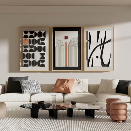 Large Framed 3D Textured Wall Art Set of 3