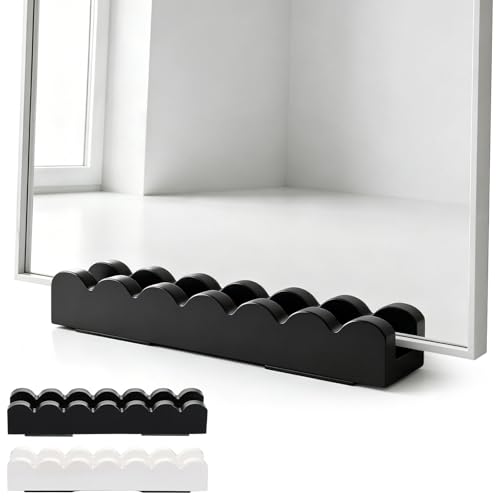 Wavy Wooden Floor Mirror Stand 9.8 x 2.3 x 1.5 Inches Anti Slip Base for Full Length Mirrors Stable Support Holder Bracket with Enlarged Non Slip Pads for Home Mirror Frames