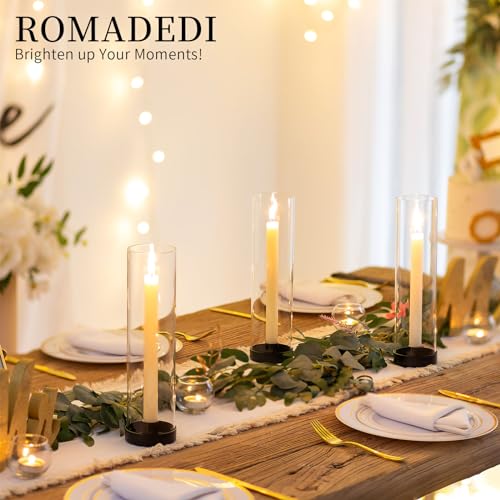 Gold Candlestick Candle Holders Hurricane Glass Clear Taper Candle Holders for Table Centerpiece Wedding Party Birthday Christmas Decor Home Decorations