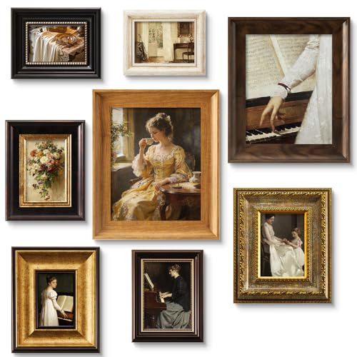 8 Pcs Vintage Picture Frames Set for Gallery Wall Antique Gold