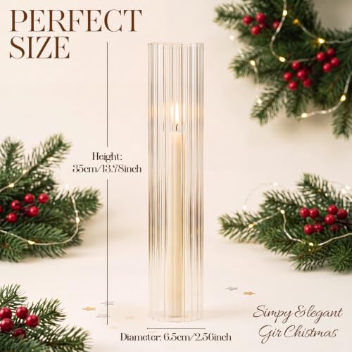 Ribbed Hurricane Glass Candle Holders