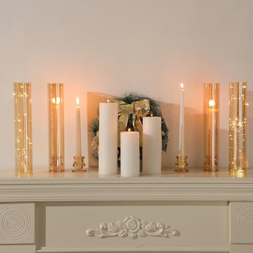 Glass Hurricane Candle Holders Candlestick Bulk 12.6"