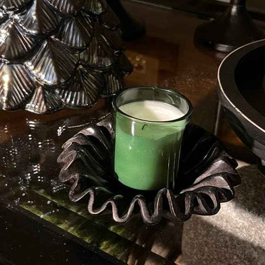 Black Marble Ruffle Bowl 6 Inches