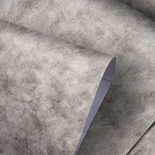 16"×118" Gray Concrete Wallpaper Peel and Stick Contact Paper Limewash White Stone Self Adhesive Waterproof Removable Textured Wall Mural for Living Room Bathroom Garage Basement