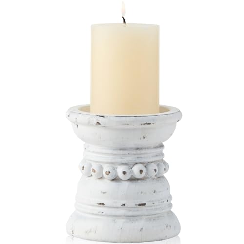 Rustic Acacia Wood Pillar Candle Holder