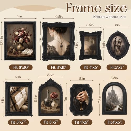 8 Pcs Vintage Picture Frames Set for Gallery Wall Antique Gold