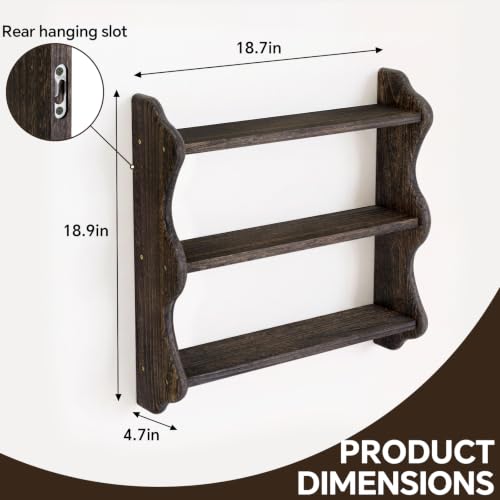 3 Tier Solid Wood Wall Shelf