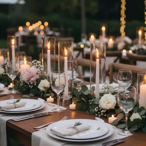 Hurricane Glass Candle Holders with Windproof Glass Tubes