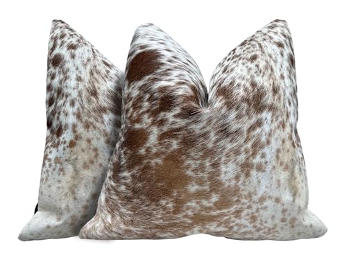 Pack of 2 Set Real Cowhide Genuine Leather Cushion Covers Throw Pillow for Farmhouse Decorations Chair Sofa Living Room Bedroom Decor Hair On Leather Fur 45 Cm 18 Inch MTO1703