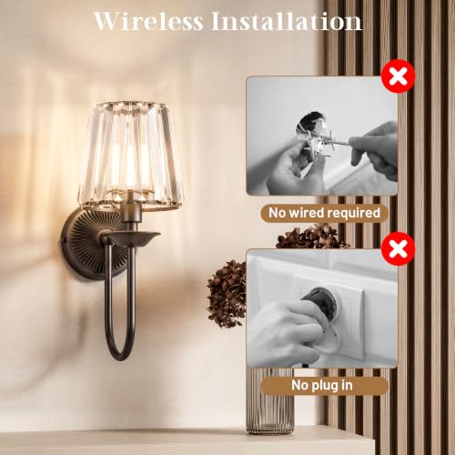 Crystyal Battery Operated Wall Sconces Set of Two