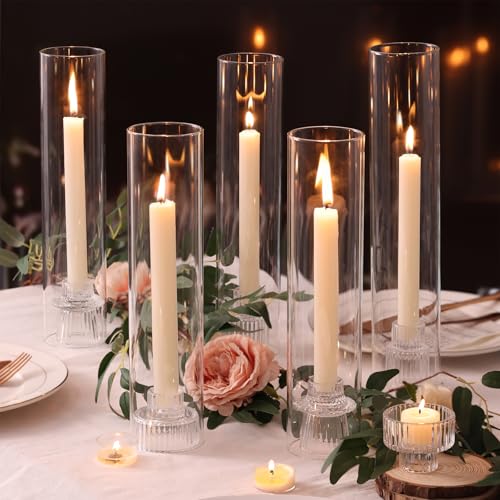 Hurricane Glass Candle Holders with Windproof Glass Tubes