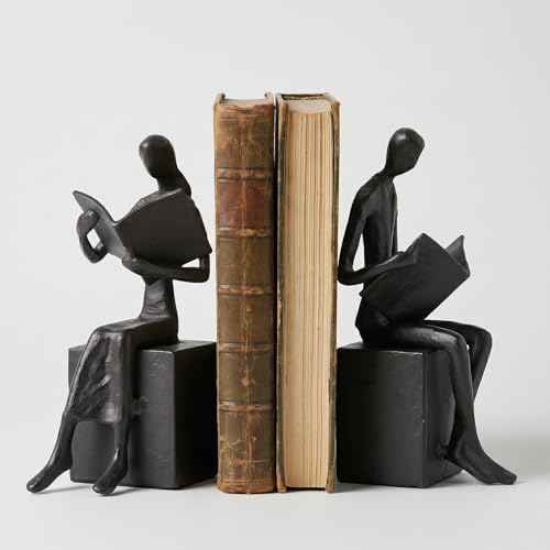 Iron Art Reading Couple Figures Bookends