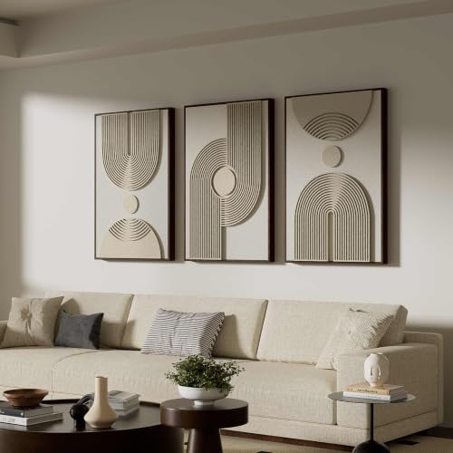 Large Framed 3D Textured Wall Art Set of 3