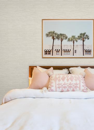 Neutral Dimensional Grasscloth Peel and Stick Wallpaper