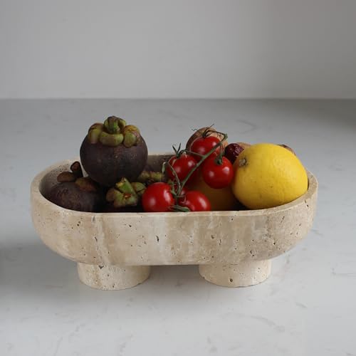Natural Travertine Round Fruit Bowl for Kitchen Counter