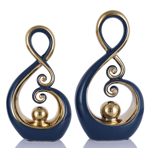 Decor Accent Ceramic Art Mid Century Modern White and Gold Decorations
