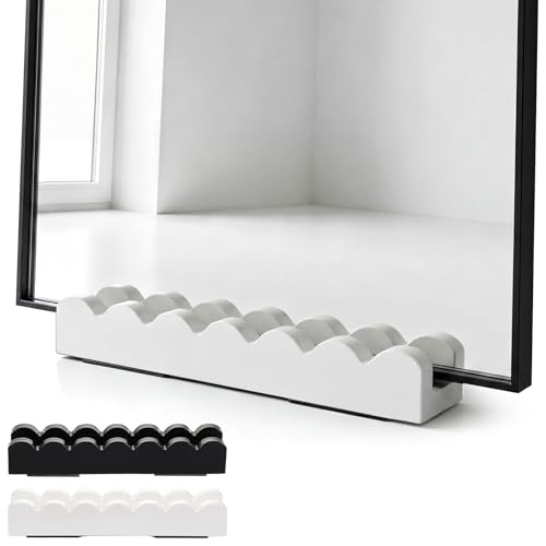 Wavy Wooden Floor Mirror Stand 9.8 x 2.3 x 1.5 Inches Anti Slip Base for Full Length Mirrors Stable Support Holder Bracket with Enlarged Non Slip Pads for Home Mirror Frames