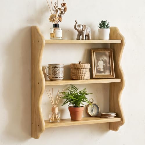 3 Tier Solid Wood Wall Shelf