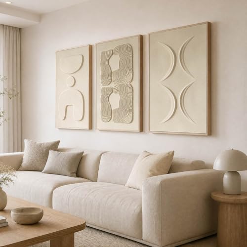 Large 3 Piece 3D Textured Wall Art for Living Room