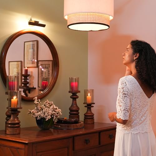 Wooden Hurricane Glass Candle Holder