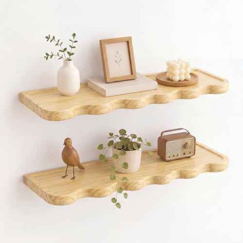 2 Pack 24 Inch Scalloped Floating Shelves