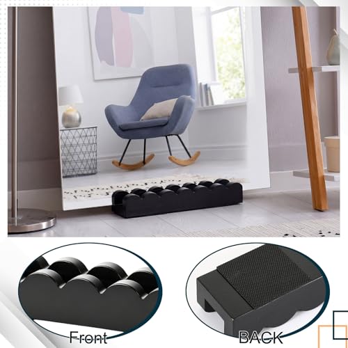 Wavy Wooden Floor Mirror Stand 9.8 x 2.3 x 1.5 Inches Anti Slip Base for Full Length Mirrors Stable Support Holder Bracket with Enlarged Non Slip Pads for Home Mirror Frames