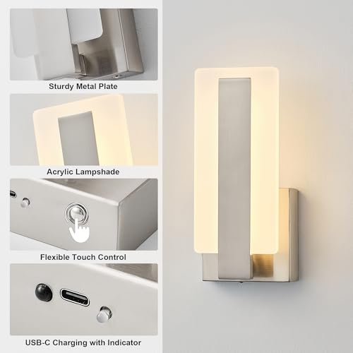 Rechargeable Wireless Modern Wall Sconce with Remote Control