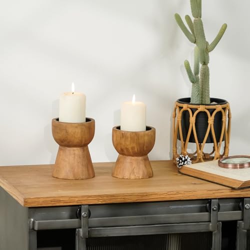 Farmhouse Wooden Candle Holders Set of 2