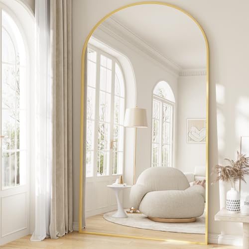 Full Body Mirrors Arched Full Length Mirror with Stand Aluminum Wall Mounted Hanging or Leaning Standing Mirrors