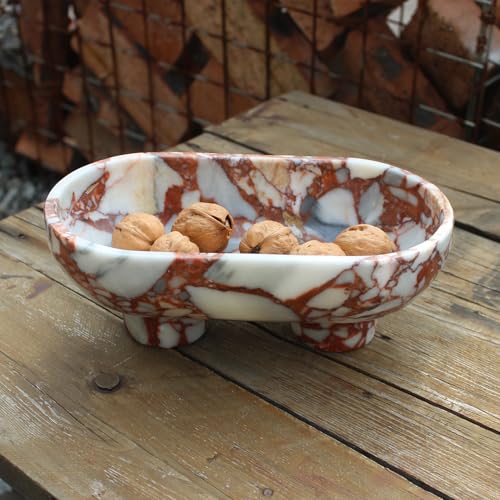 Natural Travertine Round Fruit Bowl for Kitchen Counter