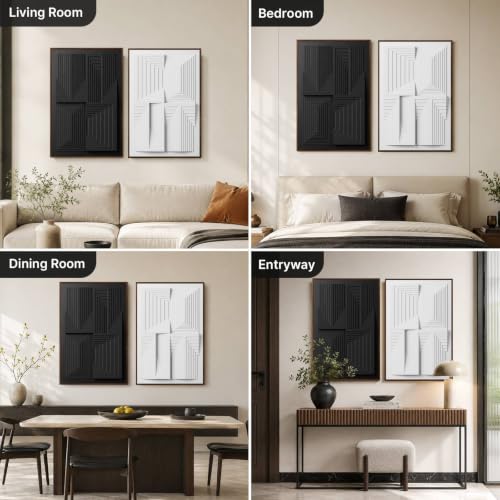Large 3 Piece 3D Textured Wall Art for Living Room