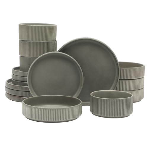Reactive Glaze Service for 4 Plates and Bowls Dinnerware Set III