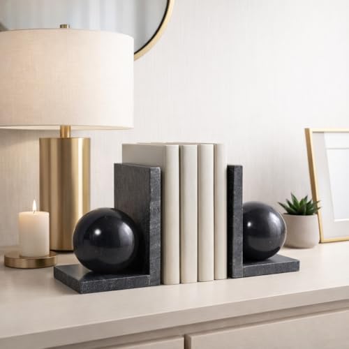 Stylish Orb Marble Book Ends for Home Decor Accent