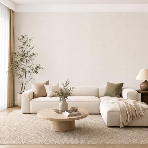 Ivory Embossed Peel and Stick Wallpaper 16" x 354" Beige Skin Textured Cream Matte Self