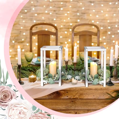 10 Pcs Wooden Wedding Lantern Centerpiece Candle Lantern Table Wooden Candle Holder Decorative for Wedding Party Table Valentine Decor