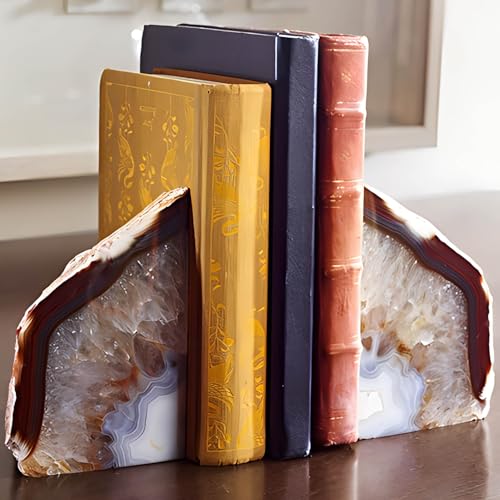 Agate Bookend Decorative Office Bookend Heavy Duty Unique Geode Bookends Nature 1 Pair