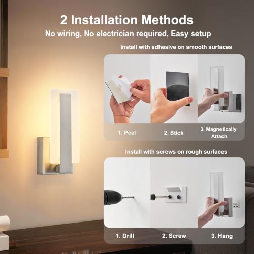 Rechargeable Wireless Modern Wall Sconce with Remote Control