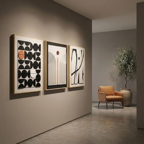 Large Framed 3D Textured Wall Art Set of 3
