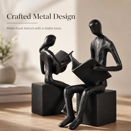 Iron Art Reading Couple Figures Bookends
