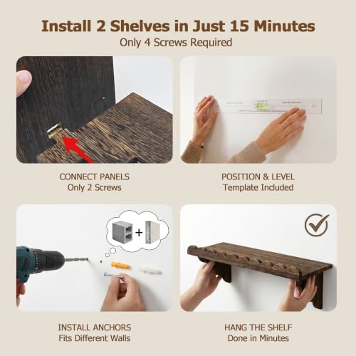 2 Pack 17" Scalloped Floating Shelf