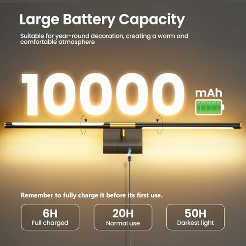 10000mAh Battery Operated Wall Sconces Set of 2