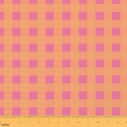 Pink Red Gingham Fabric by The Yard Checkered Soft Flannel Polyester Fabrics for Chairs Sofa