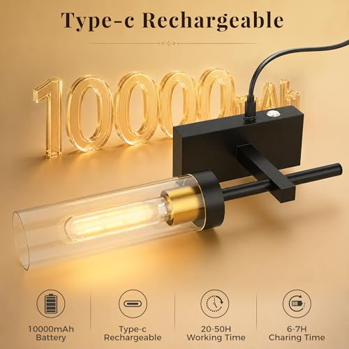 10000mAh Battery Operated Wall Sconces Set of 2