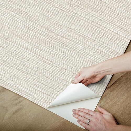 Neutral Dimensional Grasscloth Peel and Stick Wallpaper