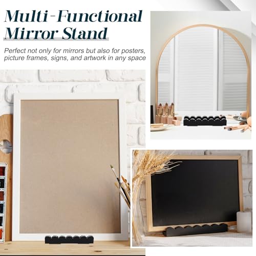 Wavy Wooden Floor Mirror Stand 9.8 x 2.3 x 1.5 Inches Anti Slip Base for Full Length Mirrors Stable Support Holder Bracket with Enlarged Non Slip Pads for Home Mirror Frames