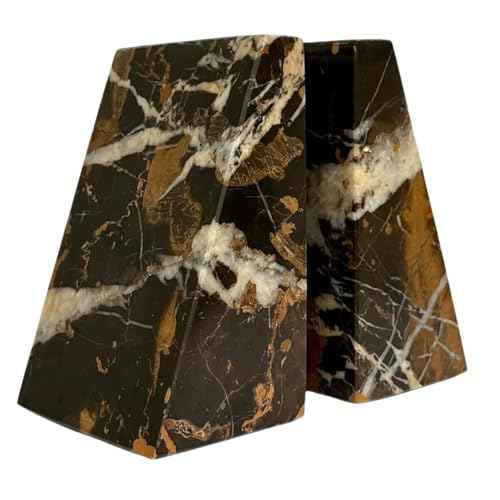 Premium Polished Natural Marble bookends for use as Bookshelf Decor
