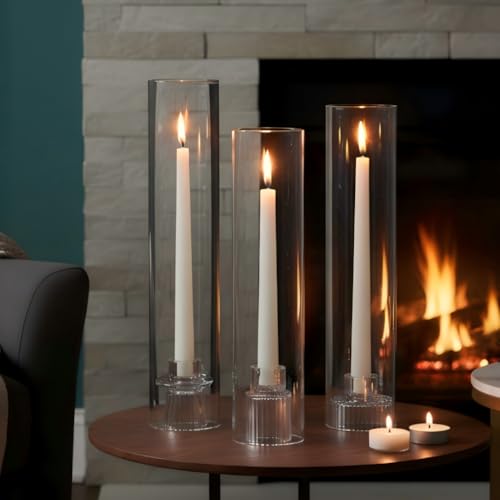 Hurricane Glass Candle Holders with Windproof Glass Tubes