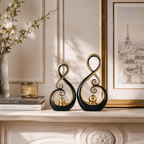 Decor Accent Ceramic Art Mid Century Modern White and Gold Decorations